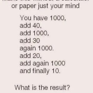 Solve this using only your mind, without a calculator or paper.